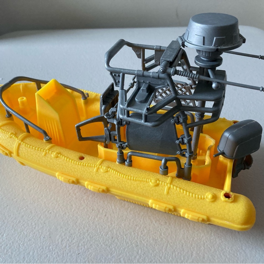 Toy Boat Yellow Gray Floats Plastic 11” Long 5” Wide 6” Tall